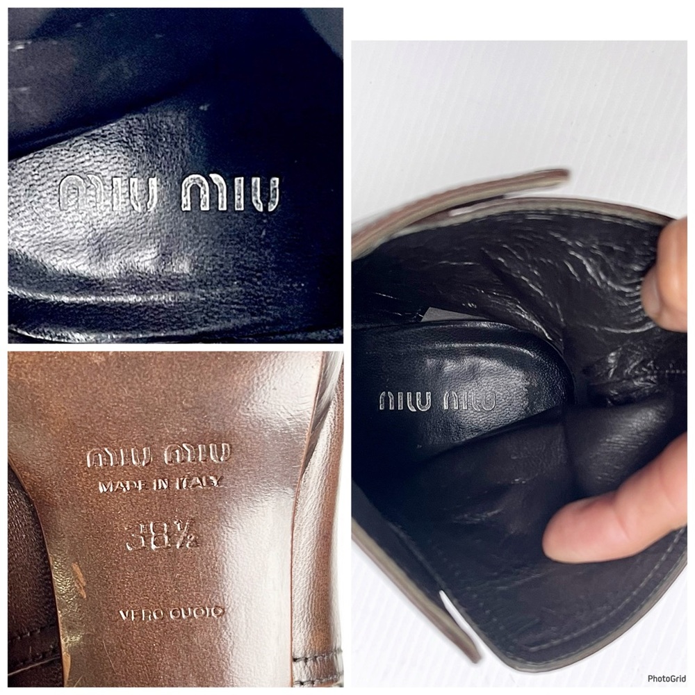 MIU MIU brown leather ankle heeled boots 7.5 - Picture 6 of 9